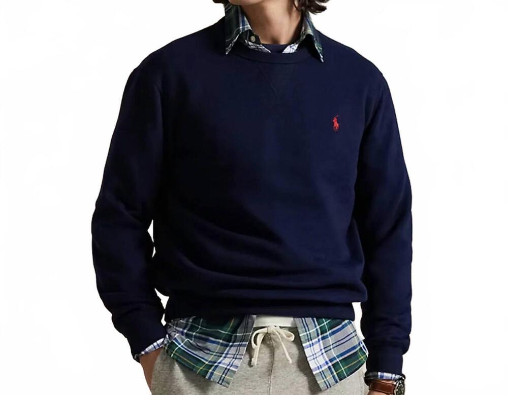 NEW RALPH LAUREN fleece sweatshirt in navy